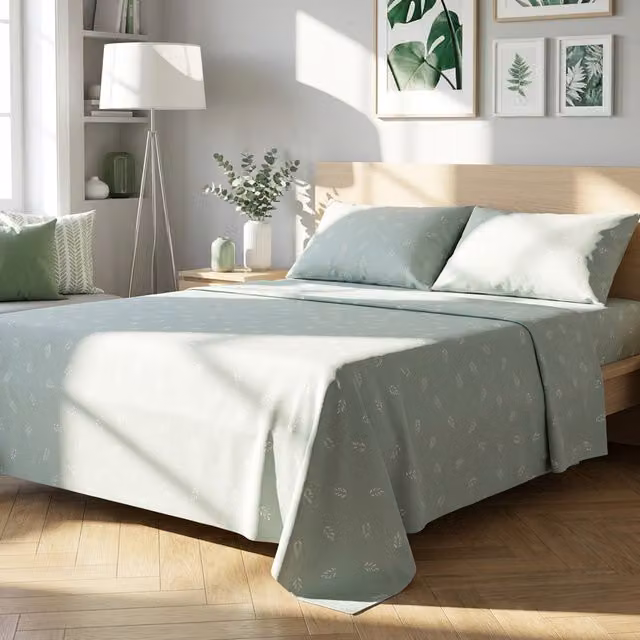 Completo letto matrimoniale foglie verde