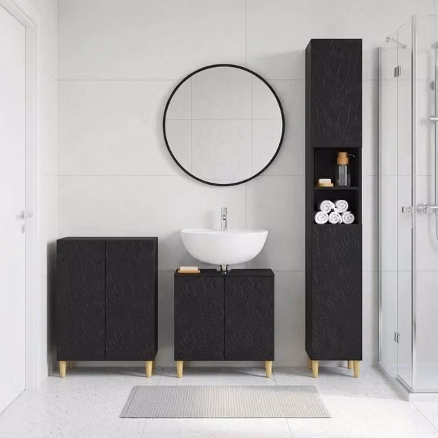 Set di armadietti da bagno in 3 pezzi DELFT Nero 3417460