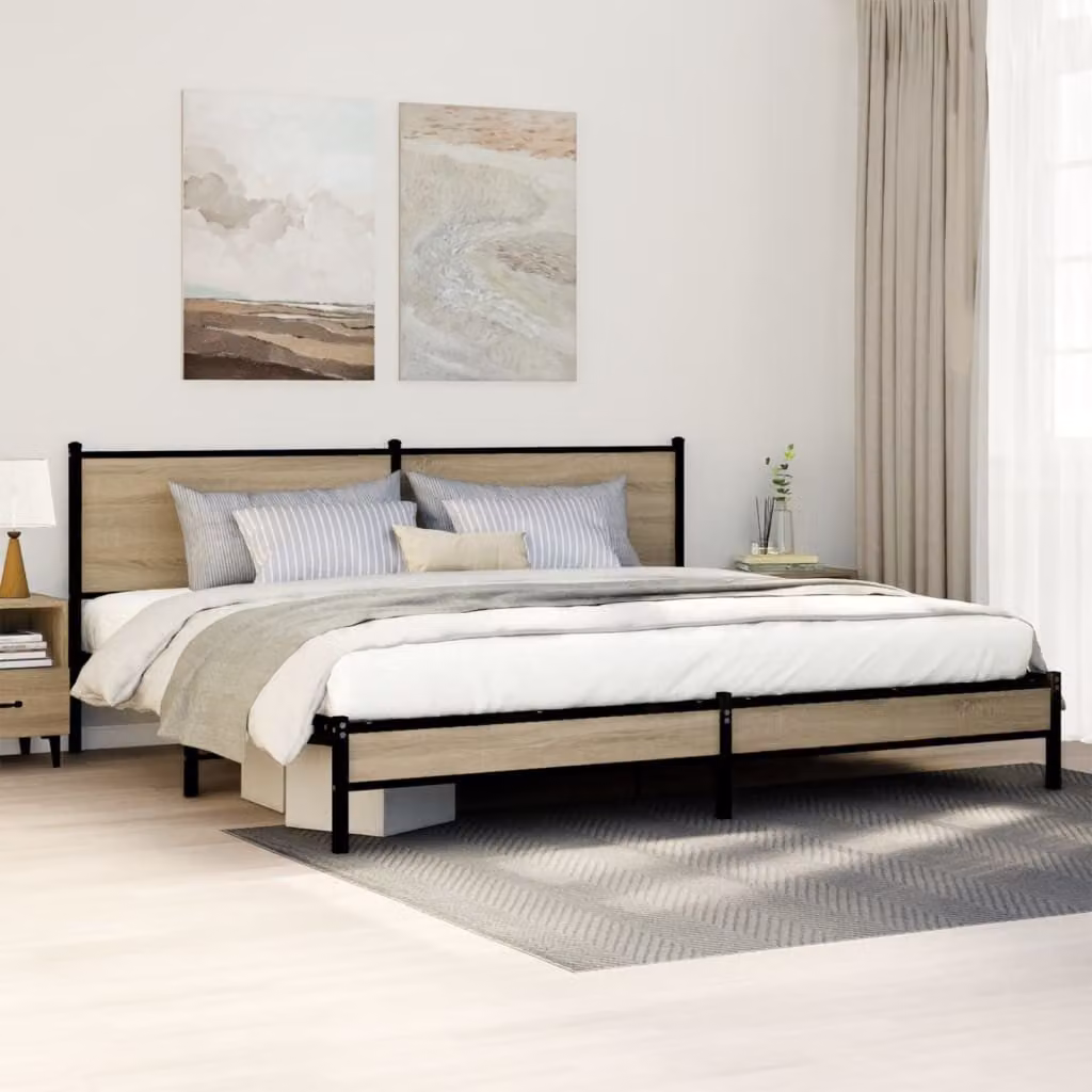 Giroletto in metallo e legno vidaXL colore Rovere Sonoma L: 198 cm, P: 207 cm, H: 91,5 cm