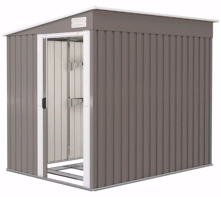 Outsunny capannone in metallo 2,81m² 154x206,5x181 cm capannone per attrezzi con tetto a una falda