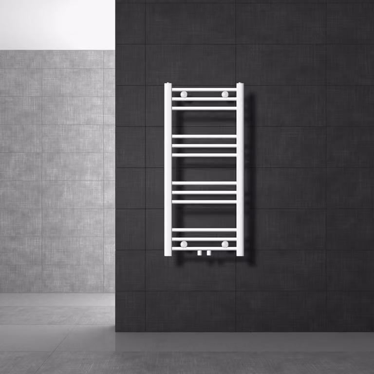 LuxeBath Radiatore da bagno Sahara 400x800 mm Bianco diritto con attacco centrale Radiatore Scaldasalviette Asciugasalviette Radiatore per asciugamani senza elemento riscaldante
