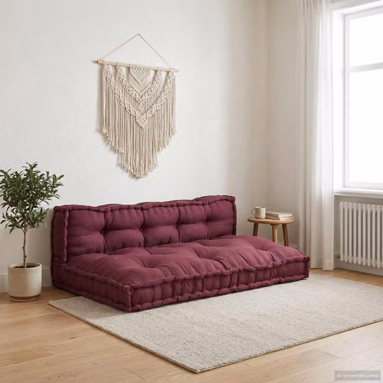 Set di 2 cuscini per divano pallet vidaXL in tessuto traspirante bordeaux, L: 120 cm x P: 80 cm x H: 8 cm