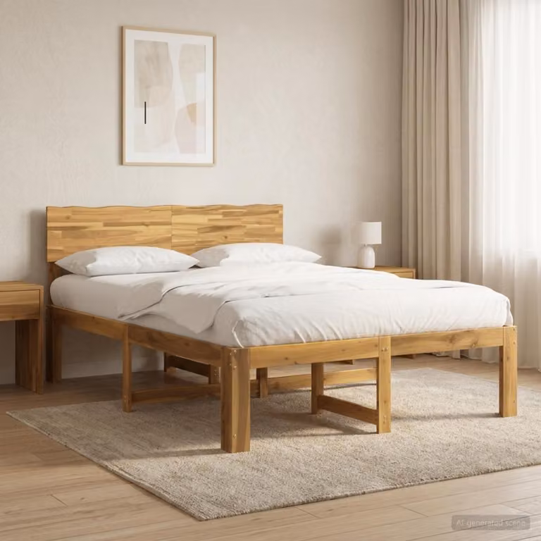 Letto matrimoniale con testiera vidaXL ROSTOCK in legno di acacia bianco L 140 x P 190 cm