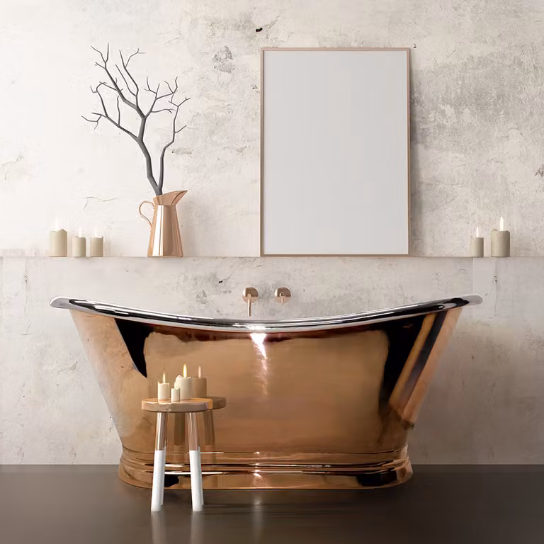 Vasca da Bagno a Doppia Estremità  - Esterno in Rame/Interno di Nichel - 1500mm x 725mm