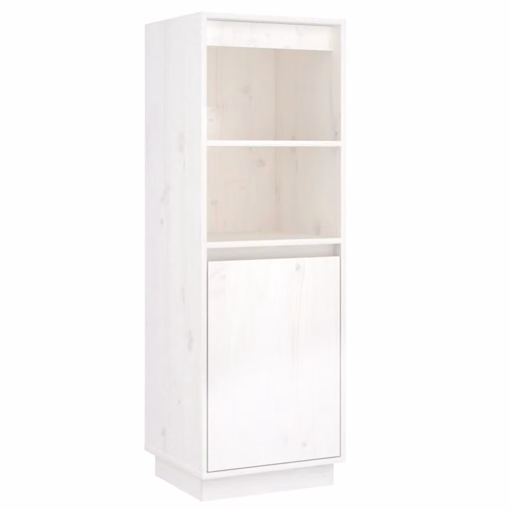 Credenza Bianca 37x34x110 cm in Legno Massello di Pino