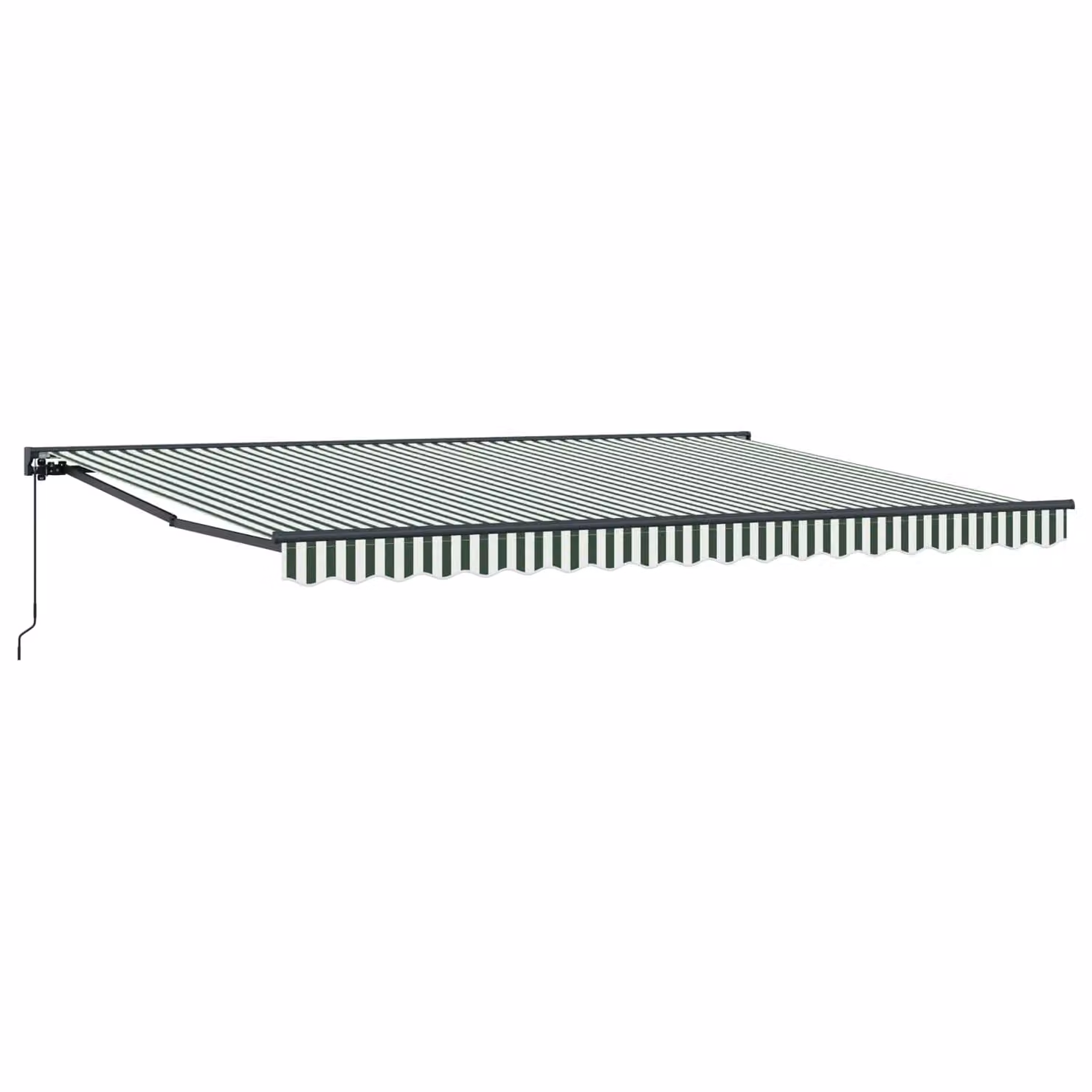 Tenda retrattile manuale vidaXL a semicassette in poliestere e acciaio, Verde, Bianco e Antracite, L: 5 m x P: 3,5 m