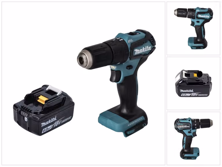 Trapano avvitatore a percussione a batteria Makita DHP 483 G1 18 V 40 Nm Brushless + 1x batteria 6,0 Ah - senza caricabatterie
