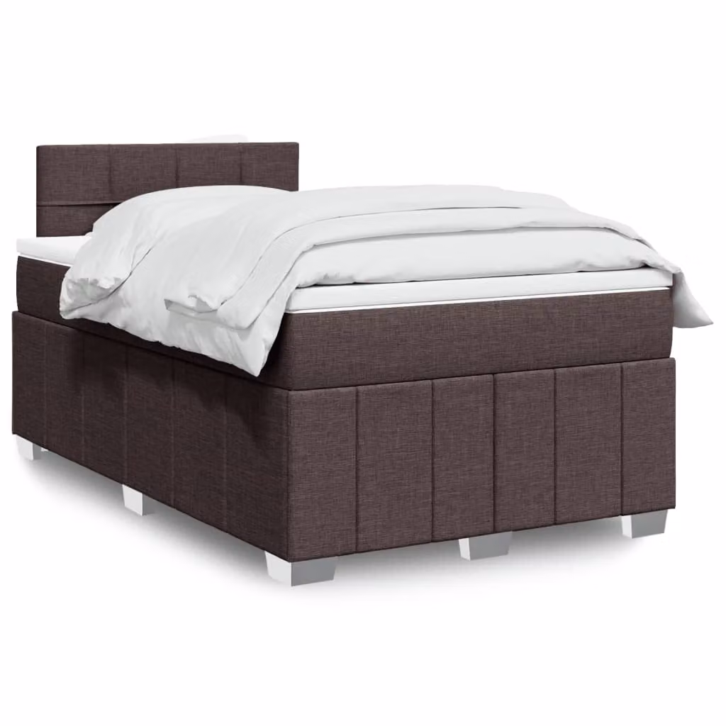 vidaXL Giroletto a Molle con Materasso in Tessuto Marrone e Bianco L/P/H: 120 x 200 cm