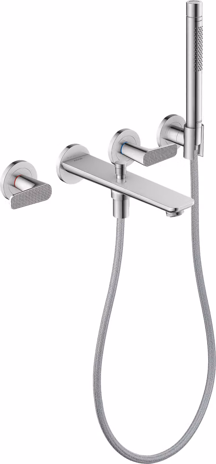 hansgrohe AXOR Citterio C Robinetterie de baignoire 3 trous encastrée pour montage mural, avec douchette à main, Cubic cut, 49481000, 49481000