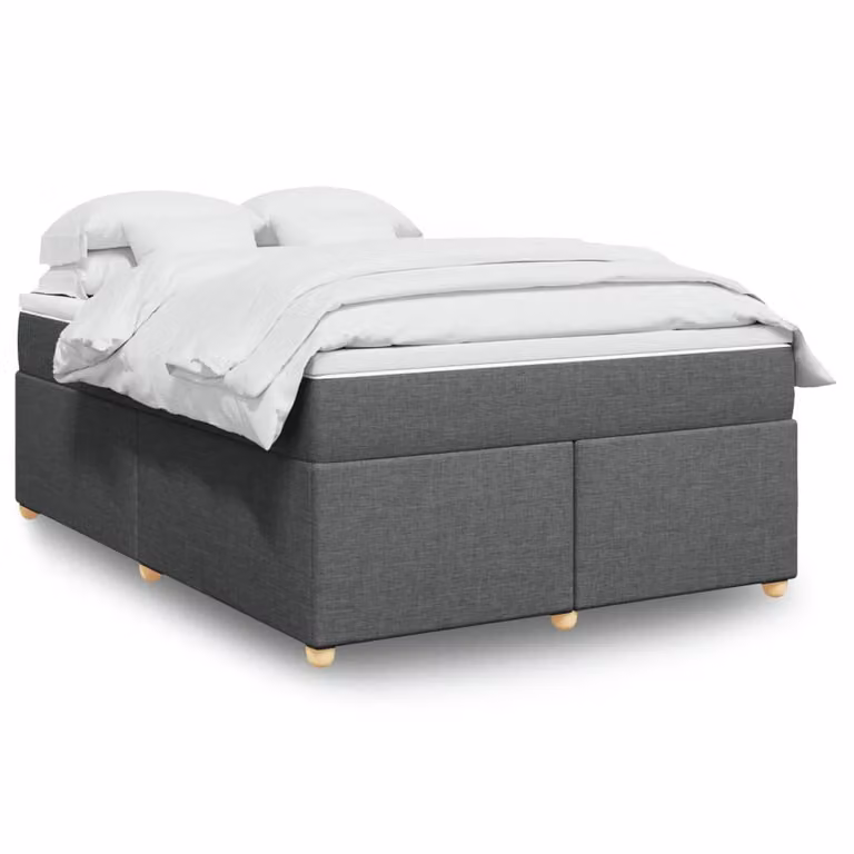 vidaXL Giroletto a Molle con Materasso Ibrido in Tessuto Grigio e Bianco, L/P/H: 140 x 190 cm