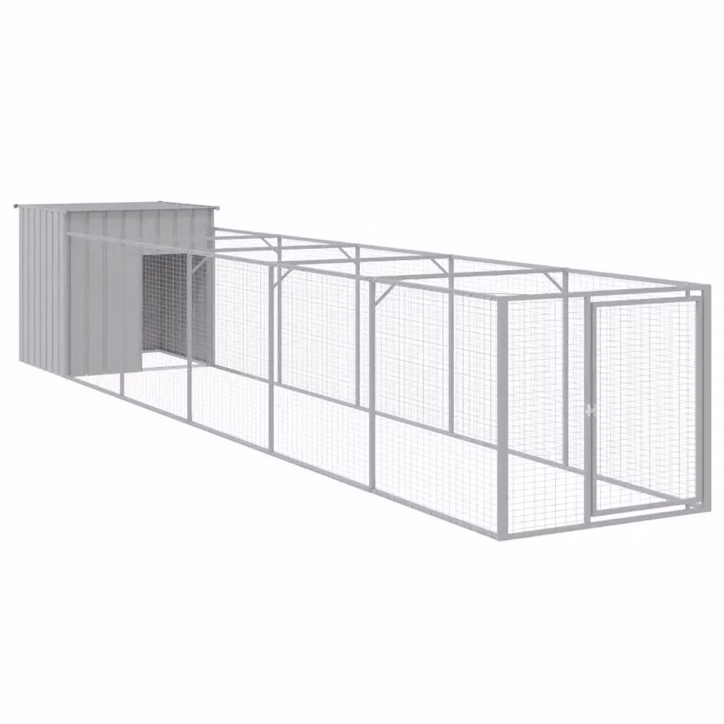 Casetta per cani vidaXL in metallo grigio resistente alle intemperie L: 609 cm, P: 110 cm, H: 110 cm – 2