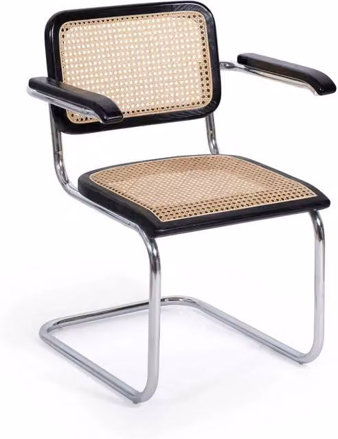 LÚZETE - SILLA WEBSTER CON REPOSABRAZOS NEGRA RATTAN NATURAL