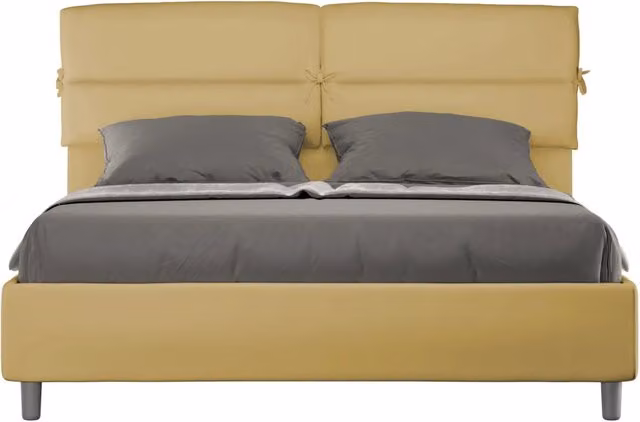 BS COM Letto matrimoniale senza rete imbottito 160x190 microfibra ocra
