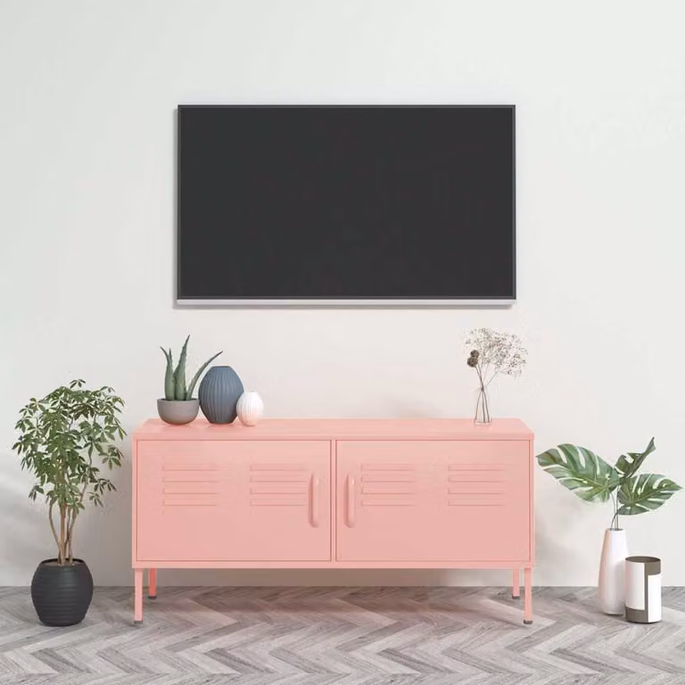 vidaXL Carrello Mobile per TV in Acciaio Rosa L 105 cm x P 35 cm x H 50 cm