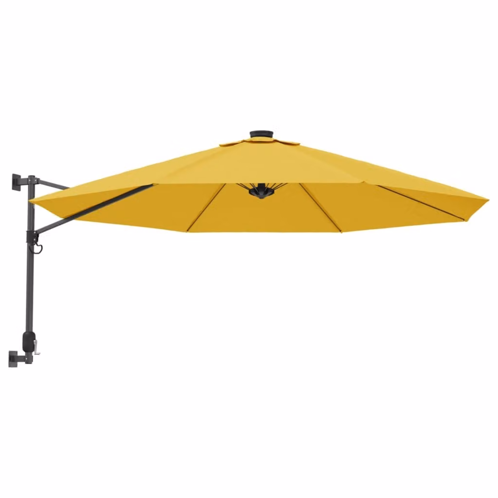 Ombrellone a parete con LED giallo 290 cm