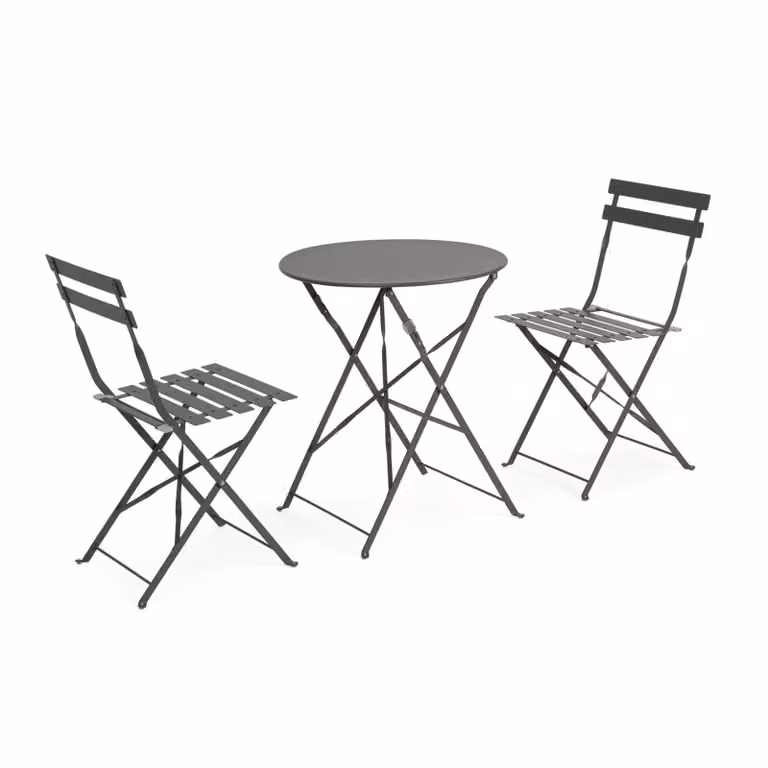 Set bistrot AUSTIN in acciaio antracite, pieghevole