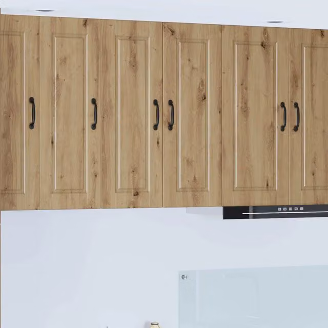 Set di 2 pensili da parete vidaXL in legno rovere marrone con ante a battente per cucina e soggiorno L/P/H: 30 x 31 x 80 cm