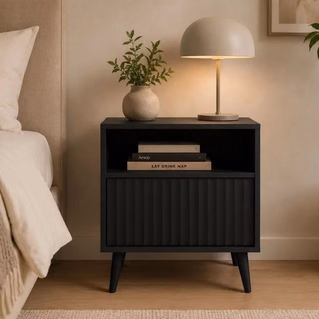 Comodino con un ripiano DMORA Nero Antracite L 47 cm, P 40 cm, H 61 cm