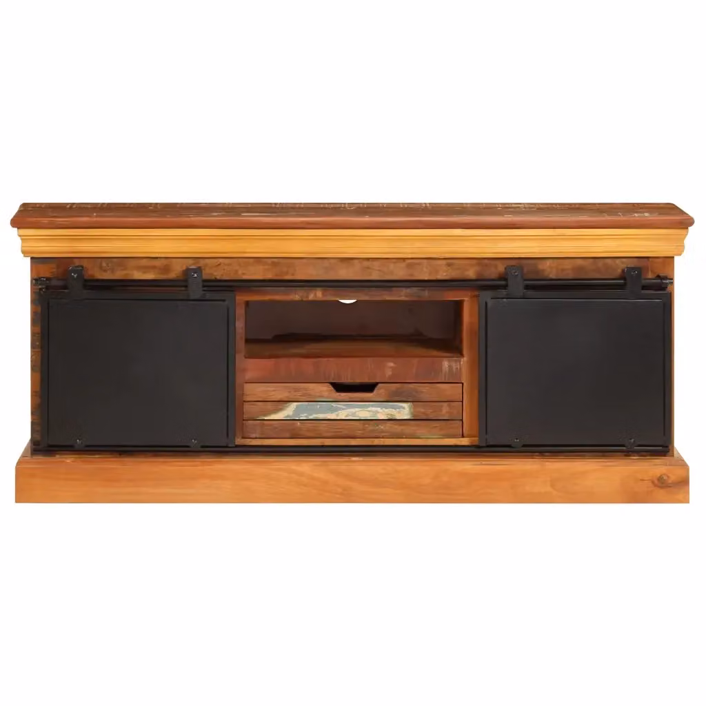 Mobile Porta TV Industrial vidaXL in Legno e Metallo Marrone L: 110 cm, P: 30 cm, H: 45 cm – 2