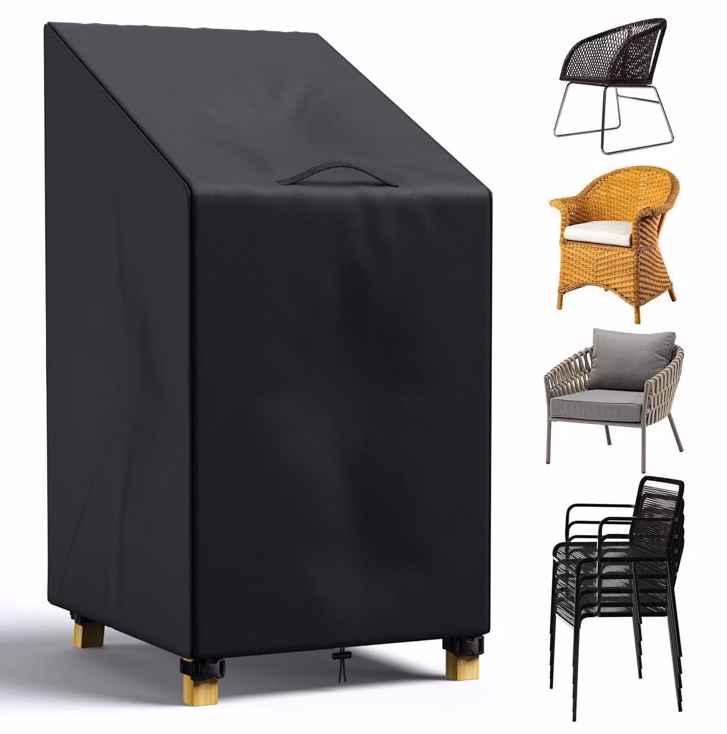 Copertura per sedia da giardino, tessuto 600D, impermeabile, dimensioni 120/80 x 65 x 65 cm, colore nero, traspirante