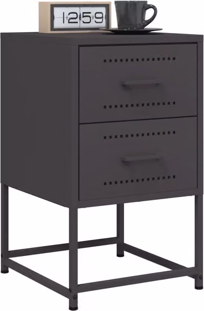 Set di 2 comodini Design Mania in metallo nero opaco, stile industrial, L/P/H: 36 x 39 x 60,5 cm