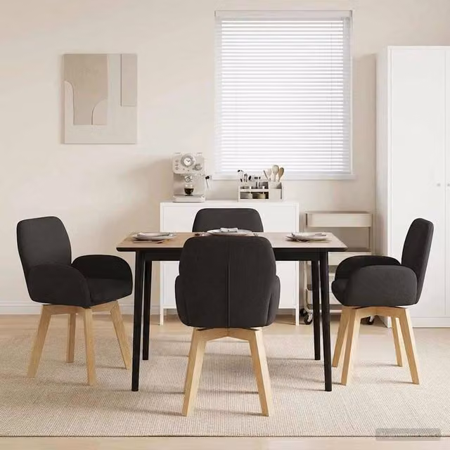 Sedie da pranzo girevoli 4 pz Bouclé Nero 54 x 58 x 87 cm 3428287