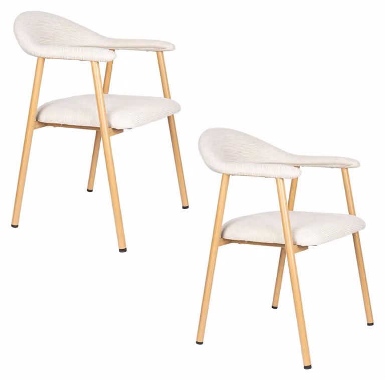 Set di 2 sedie da pranzo - Beige, con braccioli confortevoli