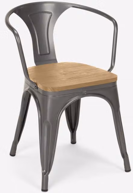 Sedia design industriale bar cucina Acciaio Legno Braccio Luce - Grigio Scuro