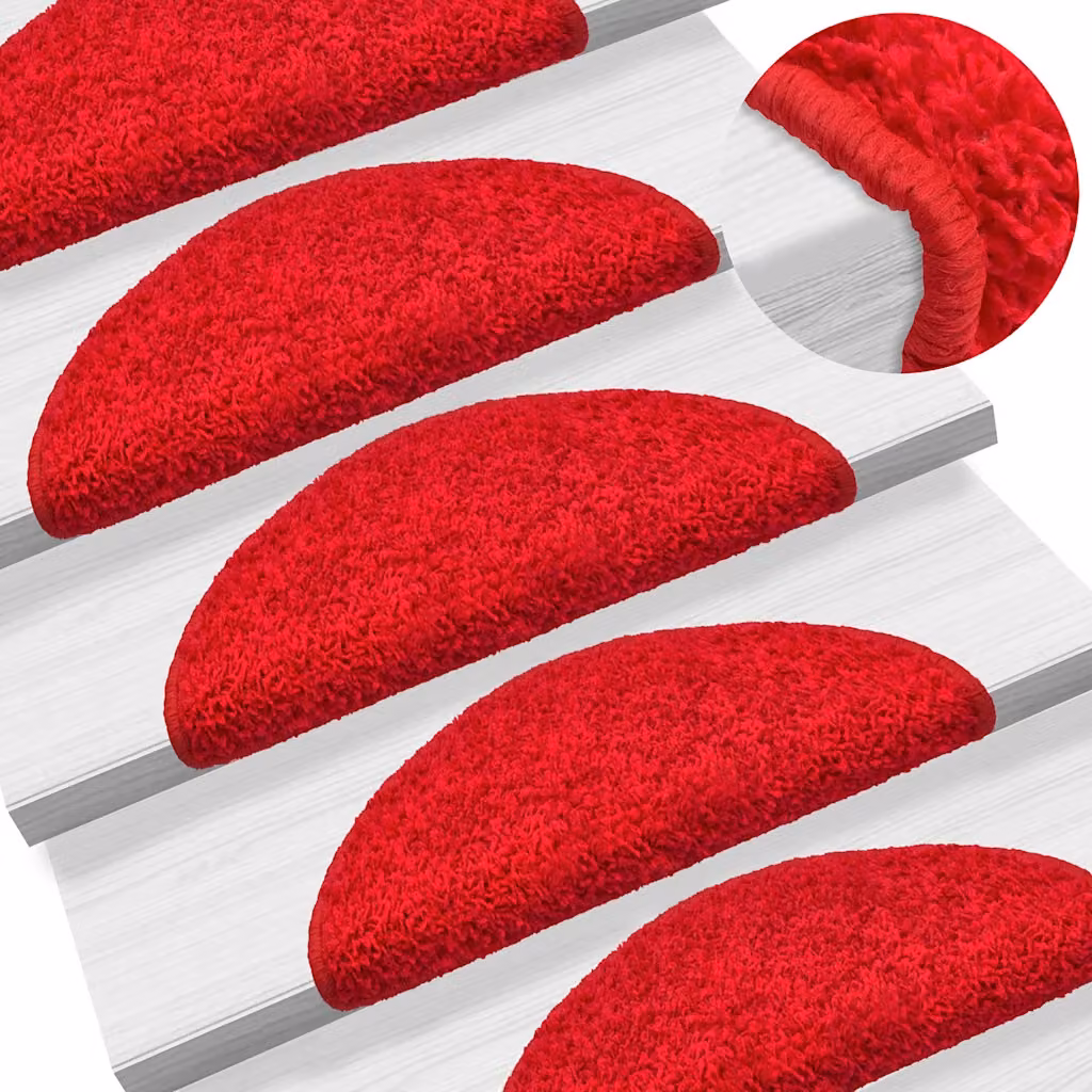 Set di 15 tappetini per scale semicircolari vidaXL rossi in polipropilene L: 56 cm, P: 17 cm, H: 3 cm
