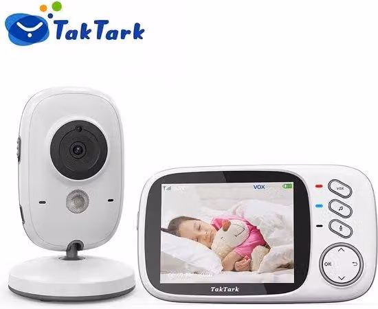 Telecamera di sorveglianza per neonati con visione notturna e monitoraggio della temperatura, con ninne nanne incluse - sistema di sorveglianza wireless in bianco e nero