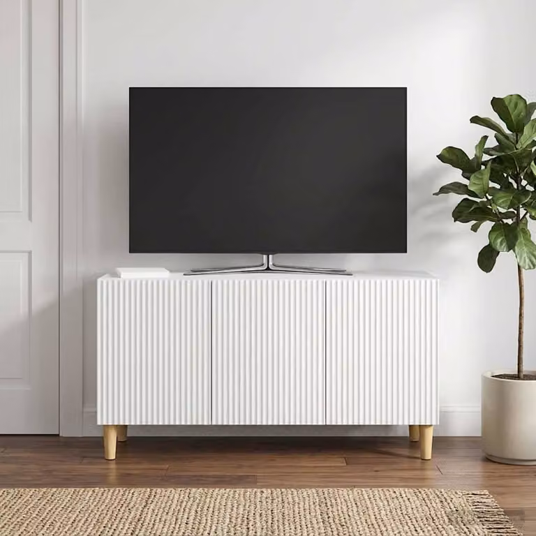 Mobile TV moderno vidaXL Bianco in legno ingegnerizzato L: 99 cm, P: 34,5 cm, H: 50 cm