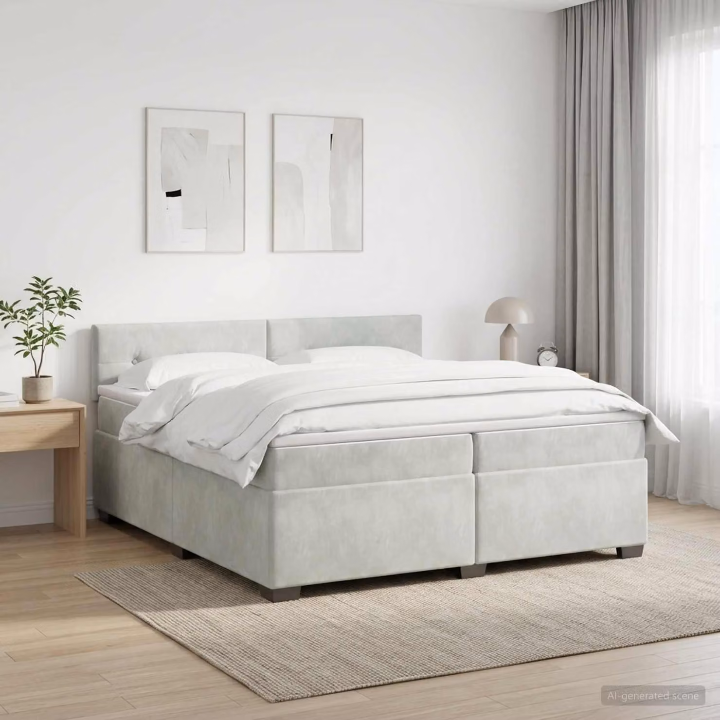 Maison Exclusive - Letto boxspring con materasso Grigio chiaro 200 x 200 cm Velluto