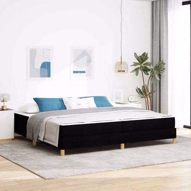 Letto moderno con materasso a molle a tasche vidaXL in tessuto nero L/P: 200 x 200 cm