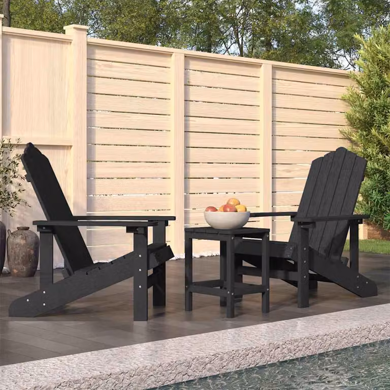 Set di sedie da giardino Adirondack con tavolo vidaXL in HDPE colore antracite