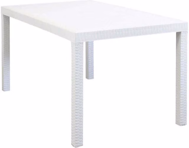 Tavolo da giardino Houston GIORDANOSHOP in rattan sintetico bianco L/P/H: 150 x 90 x 74 cm