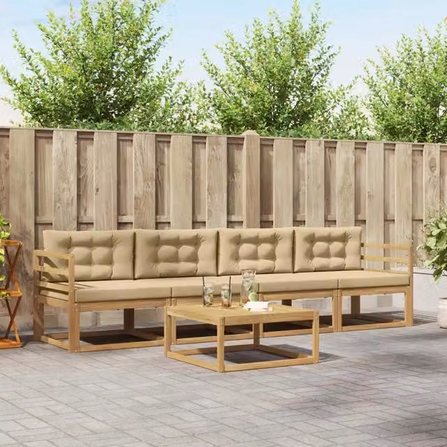 Set di divani da esterno 4 pz Bianco e Beige 3386012
