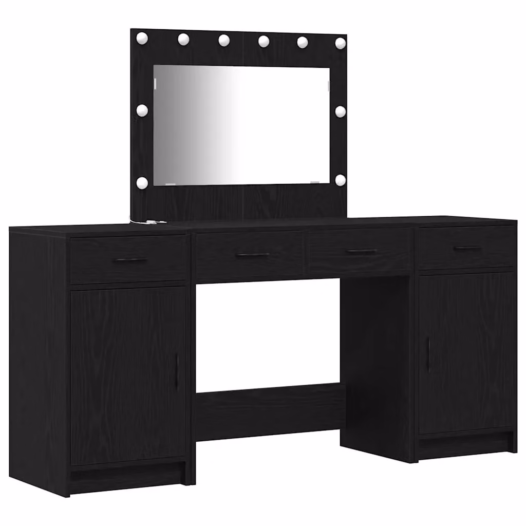 Set da Trucco Hollywood con LED vidaXL, Nero, L: 78,5 cm, P: 41 cm, H: 135 cm – 2