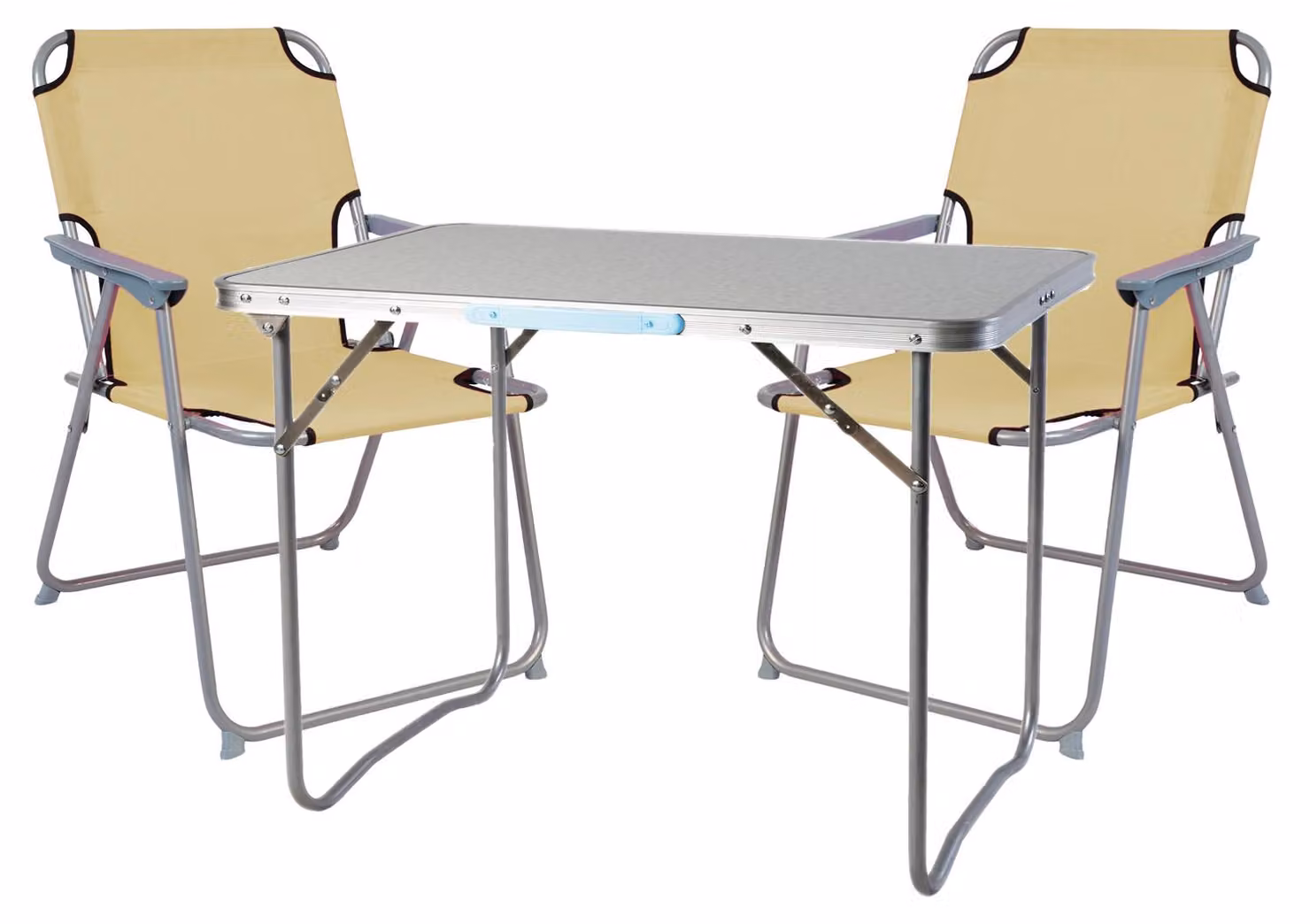 set di 3 mobili da campeggio in alluminio L70xL50xH59cm beige