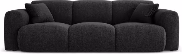Divano Nolio a 3 posti Cosmopolitan Design in ciniglia nero L: 235 cm, H: 84,5 cm, P: 72 cm