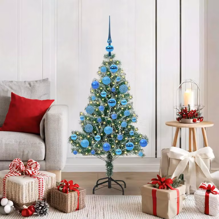 Albero di Natale artificiale imbiancato vidaXL con luci LED bianco caldo, altezza 120 cm