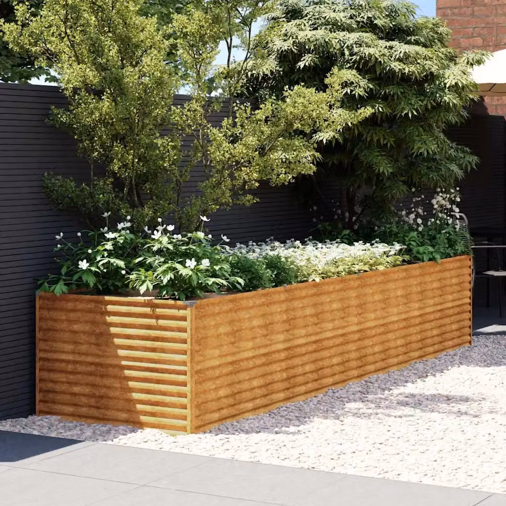 Fioriera Rialzata da Giardino vidaXL in Acciaio Corten Marrone L: 386 cm, P: 100 cm, H: 69 cm