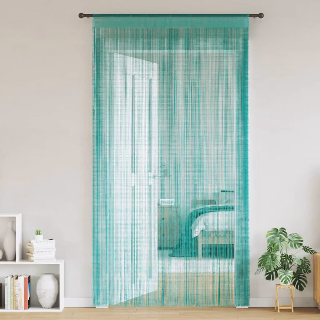 Set di 2 tende semitrasparenti vidaXL in poliestere, colore turchese, L: 100 cm, H: 250 cm