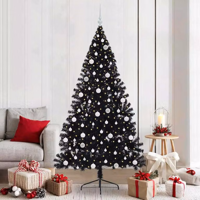 Maison Exclusive - Albero di Natale artificiale preilluminato Nero 210 cm PVC