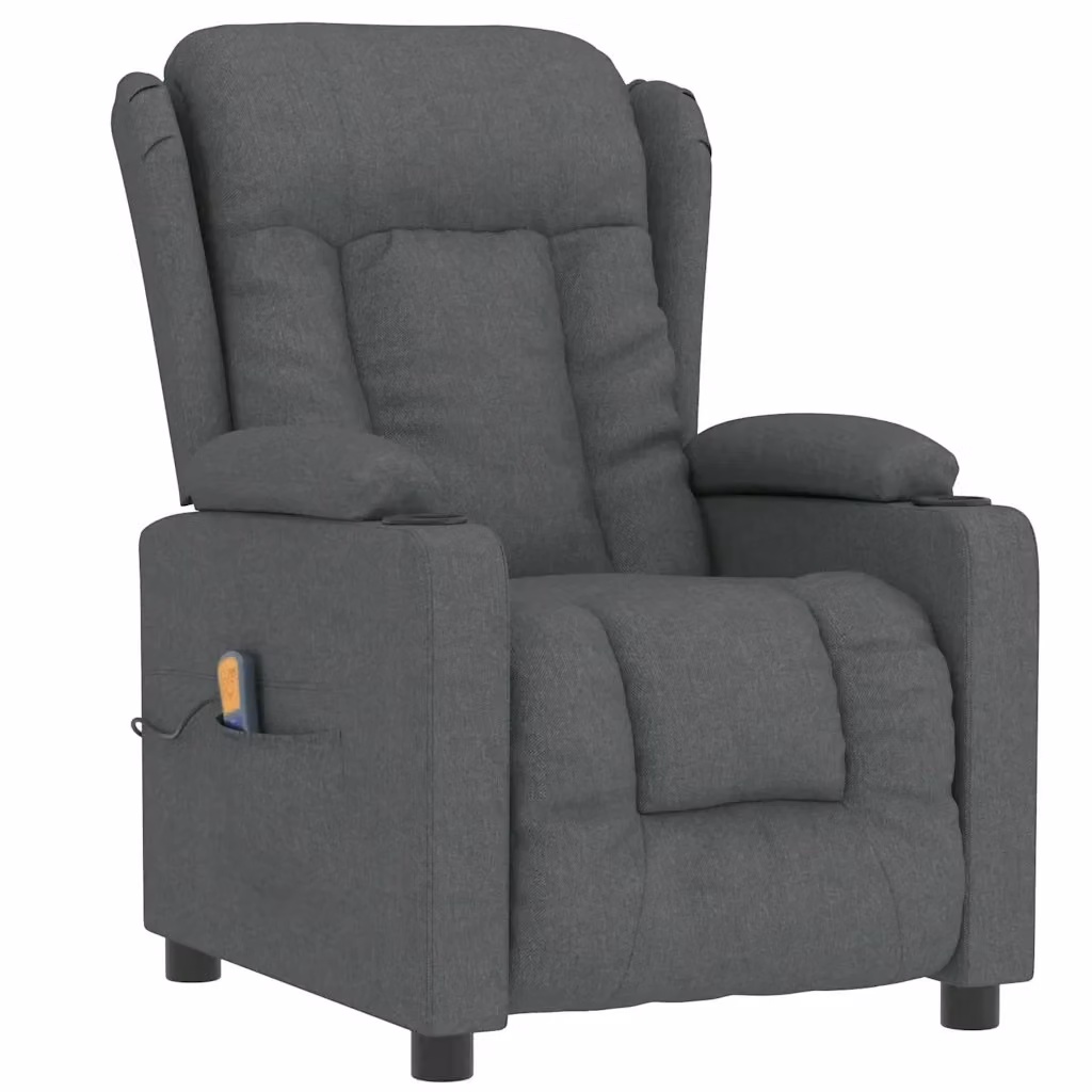 Poltrona Relax Recliner vidaXL in Tessuto Grigio con Braccioli e Struttura in Metallo e Legno – 2