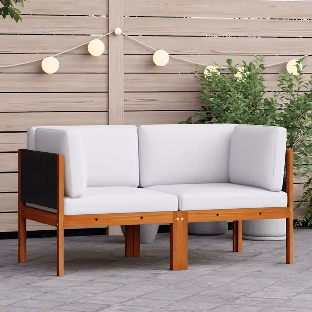Set di 2 Divani Angolari da Giardino a L vidaXL in Legno di Acacia Trattato con Cuscini Rimovibili e Resistenti alle Intemperie – 1
