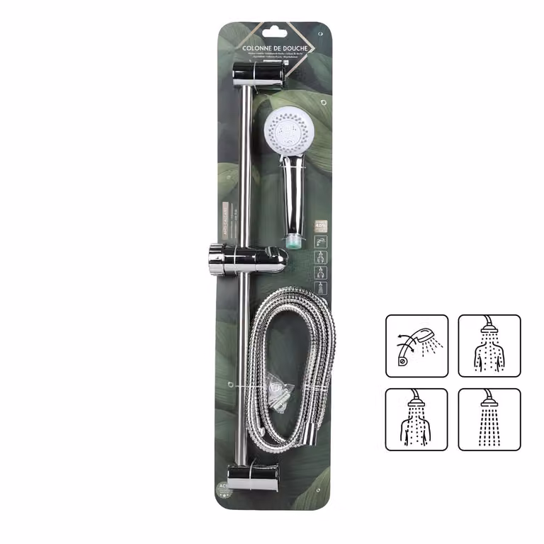 DOCHTMANN Set di soffioni doccia 3 ugelli, supporto a parete, tubo flessibile 150 cm