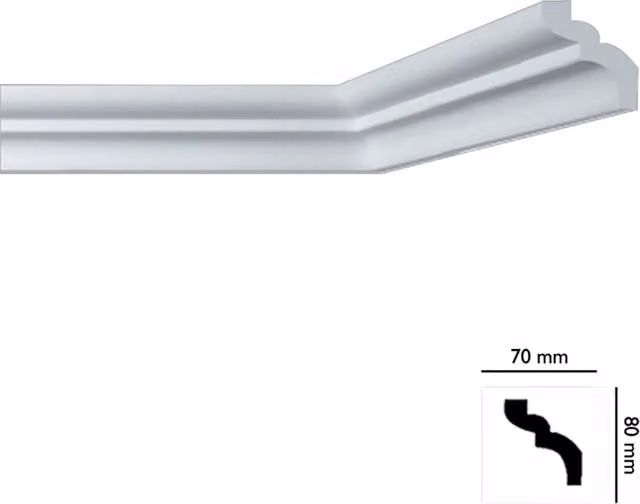 Set di 50 cornici decorative per soffitto in polistirolo bianco BOVELACCI mod. I785, L: 7 cm, P: 8 cm, H: 200 cm