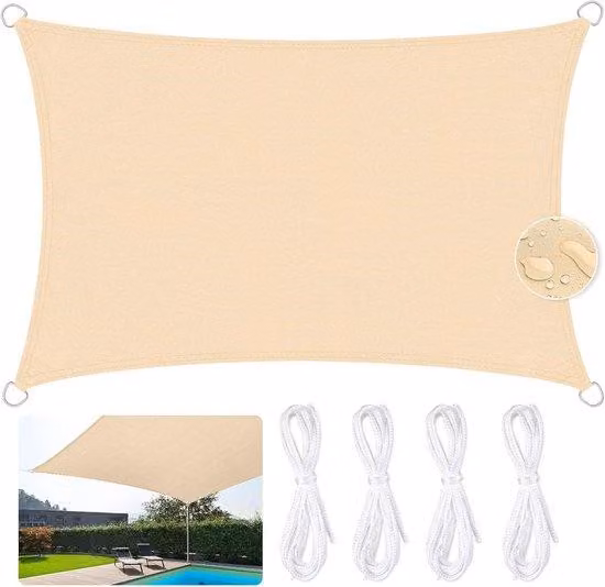 Telo ombreggiante 3x5 m, tessuto Oxford 420D, resistente ai raggi UV, per terrazze, giardini e campeggi - beige