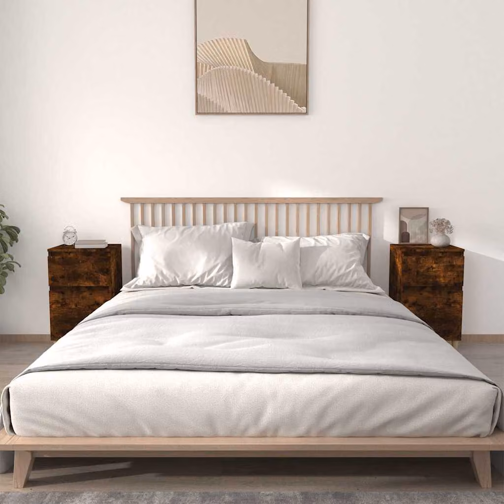 Set di 2 comodini vidaXL in legno Rovere Fumo, design moderno per camera da letto, L 40 cm x P 35 cm x H 70 cm