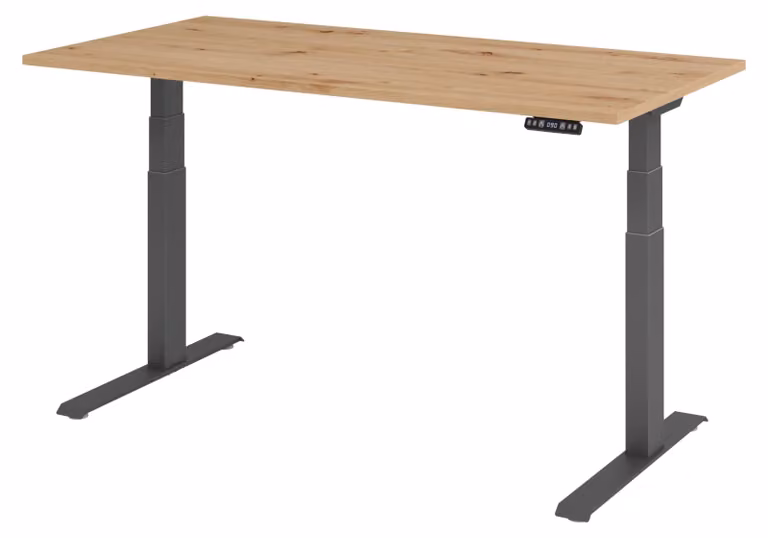 Scrivania elettrica bümö XDKB - Dimensioni: 160 x 80 cm, decorazione: rovere nodoso, struttura: grafite